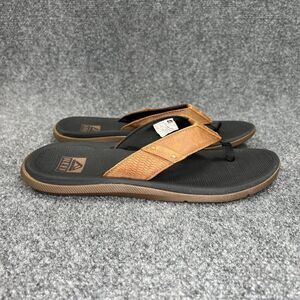 Reef Santa Ana Sandals Mens Size 9 Brown Vegan Leather Toe Post Beach Flip Flops